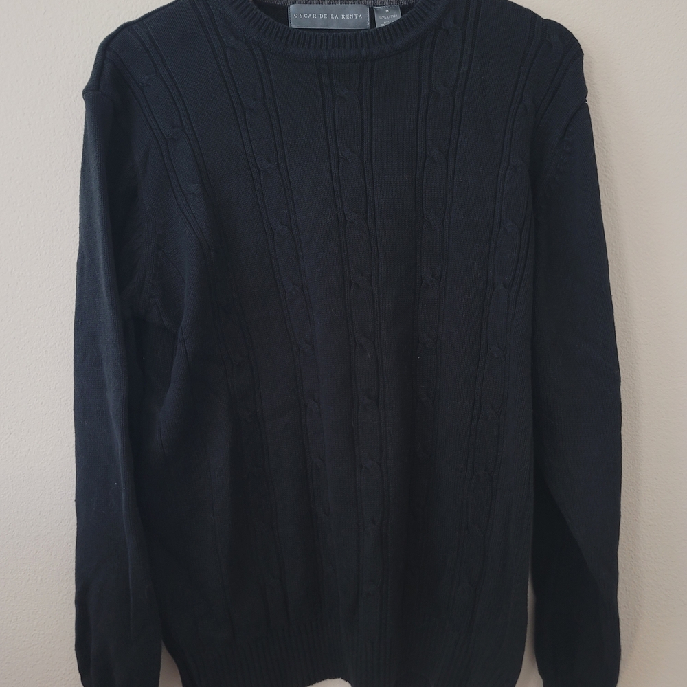 Oscar de la Renta Men's Black Crewneck Sweater